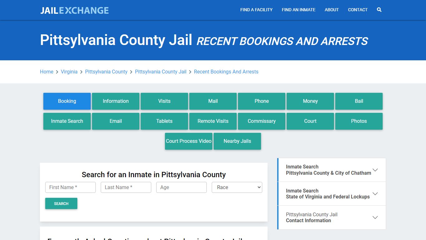 Pittsylvania County Jail Recent Bookings And Arrests