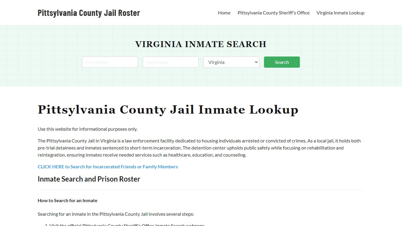 Pittsylvania County Jail Roster Lookup, VA, Inmate Search