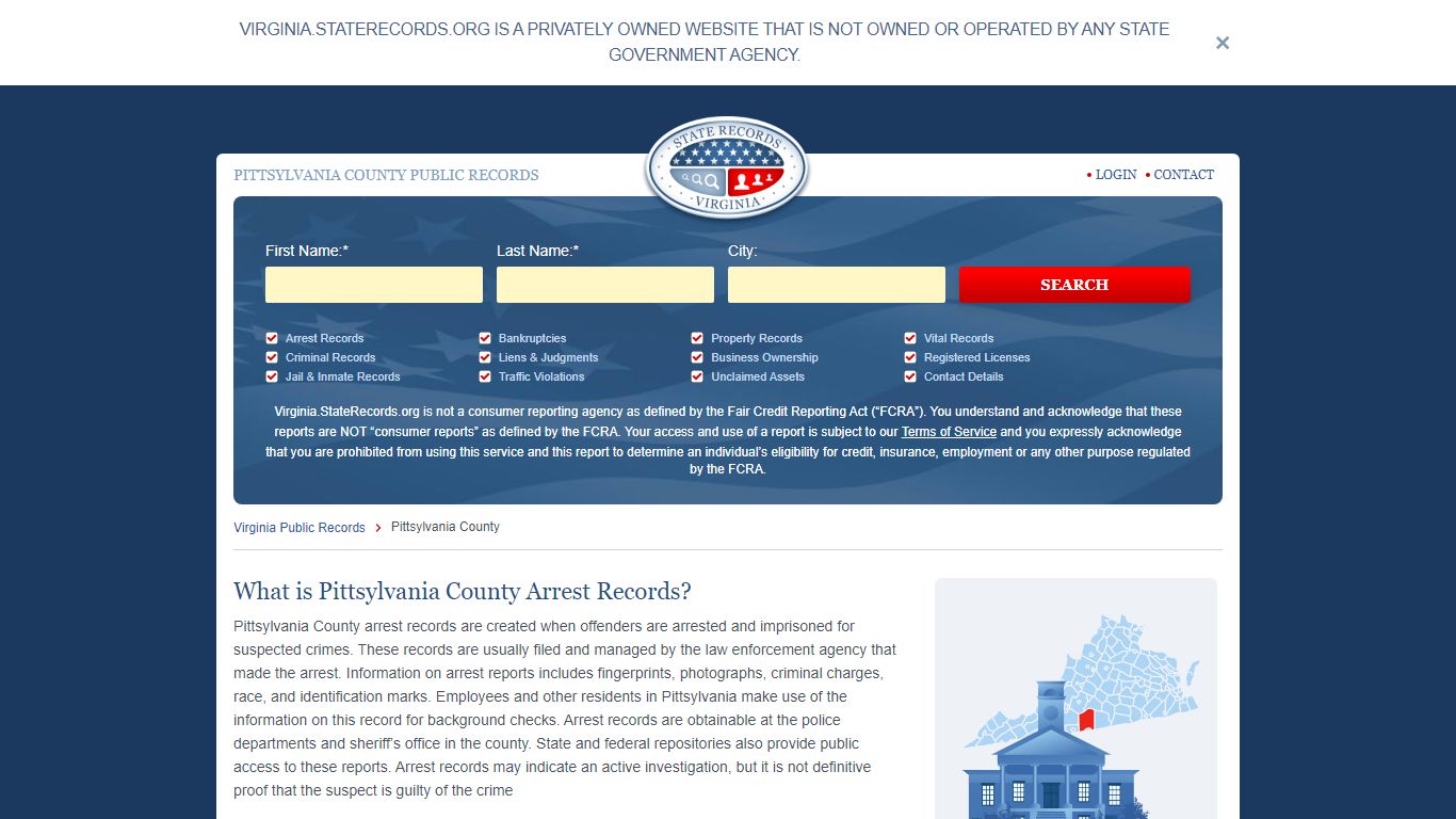 Pittsylvania County Arrest, Court, and Public Records | StateRecords.org